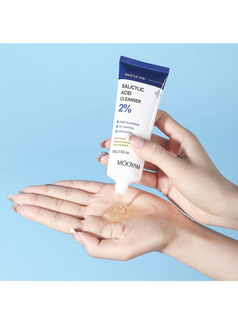 MOOYAM Salicylic Acid Facial Set,2% Salicylic Acid Cleanser 80g+Facial Serum 30ml with Salicylic Acid 2%+Acne Cream 20g with 2% Salicylic Acid,Deep Moisture and Oil Control,Pore Cleaning,Soothing For Acne-Prone Skin,Unisex,Hypoallergenic,Ideal For All Skin Types - Image 4