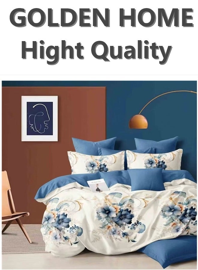 GOLDEN HOME GOLDEN HOME Dubai Summer Ready King Size Duvet Cover Set: 1 Cooling Duvet Cover + 4 Pillow Covers + 1 Airflow Fitted Sheet 