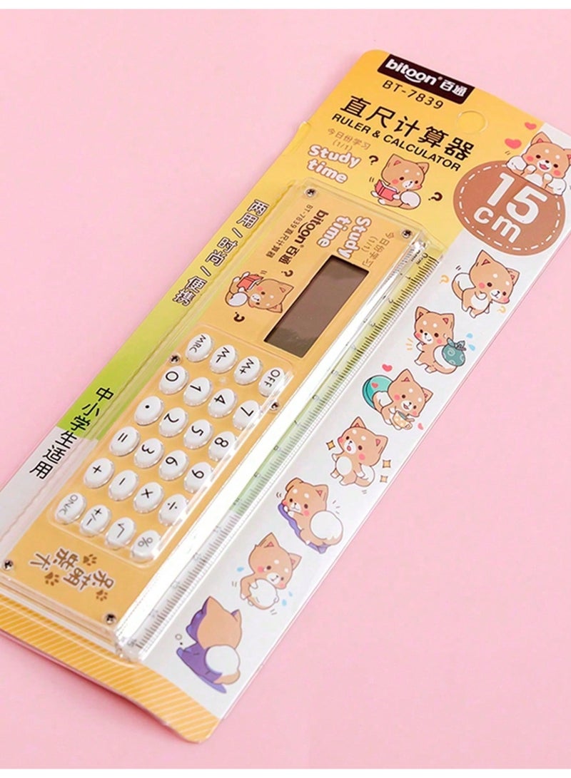 بيتون مسطرة متعددة الوظائف بطول 15 سم مع آلة حاسبة مدمجة – أداة قياس وحساب مدمجة ومزدوجة الاستخدام للطلاب والمهندسين والمعماريين والمكتب | تصميم ملون بأزرار سهلة الاستخدام – مثالية للمدرسة والأشغال اليدوية والاستخدام اليومي - Image 2