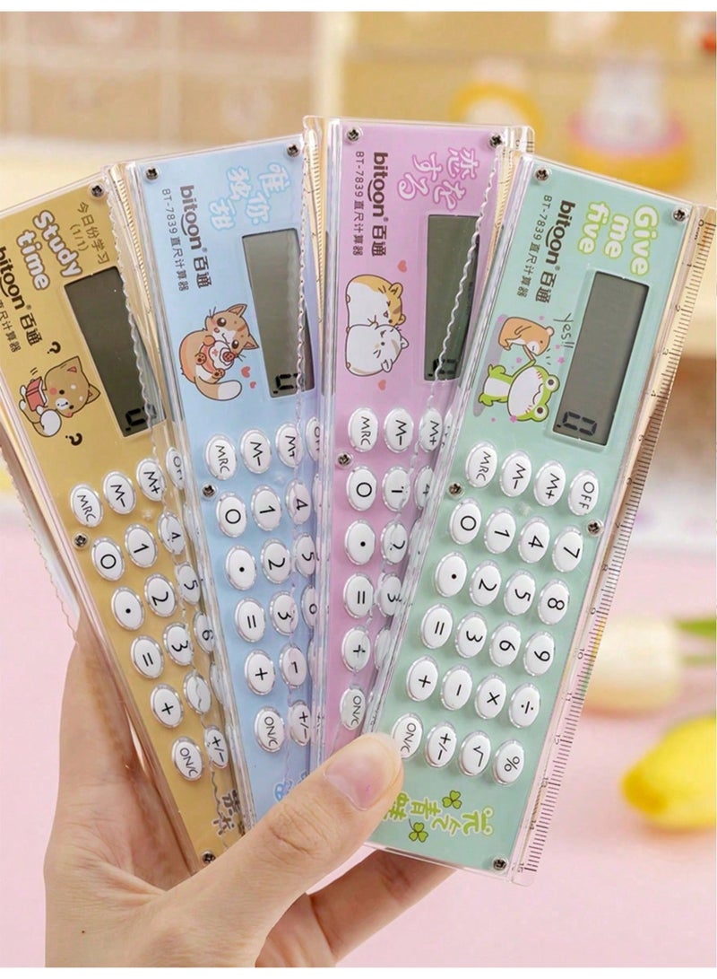 بيتون مسطرة متعددة الوظائف بطول 15 سم مع آلة حاسبة مدمجة – أداة قياس وحساب مدمجة ومزدوجة الاستخدام للطلاب والمهندسين والمعماريين والمكتب | تصميم ملون بأزرار سهلة الاستخدام – مثالية للمدرسة والأشغال اليدوية والاستخدام اليومي - Image 1