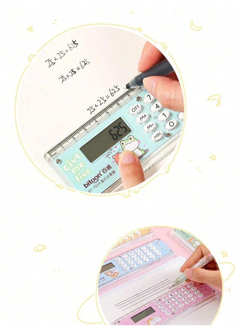 بيتون مسطرة متعددة الوظائف بطول 15 سم مع آلة حاسبة مدمجة – أداة قياس وحساب مدمجة ومزدوجة الاستخدام للطلاب والمهندسين والمعماريين والمكتب | تصميم ملون بأزرار سهلة الاستخدام – مثالية للمدرسة والأشغال اليدوية والاستخدام اليومي - Image 4