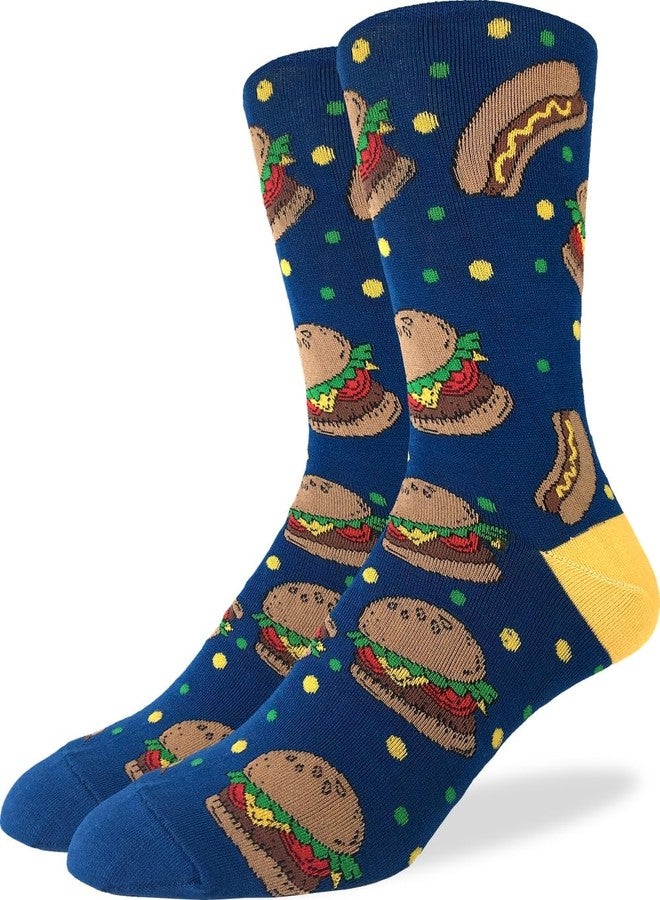 Good Luck Sock Men's Burgers & Hotdogs Socks, Adult, Shoe Size 7-12 - Image 1
