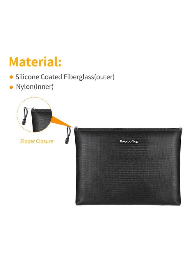 NIBEMINENT Fireproof Silicone Coated Document Bag With Zipper Closure Black - Image 2
