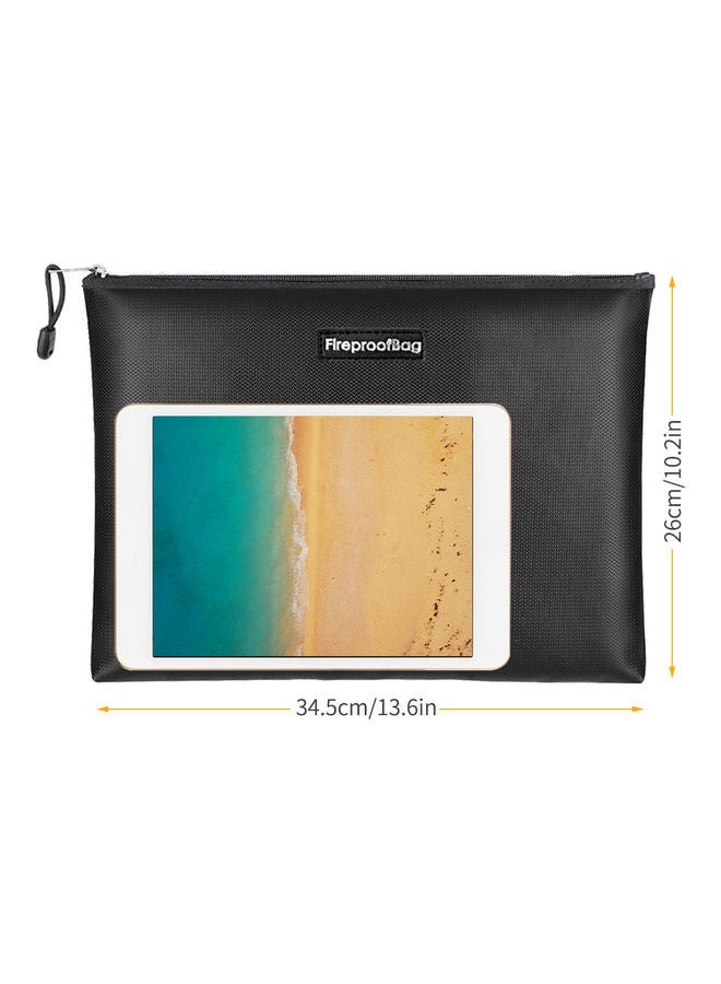 NIBEMINENT Fireproof Silicone Coated Document Bag With Zipper Closure Black - Image 3