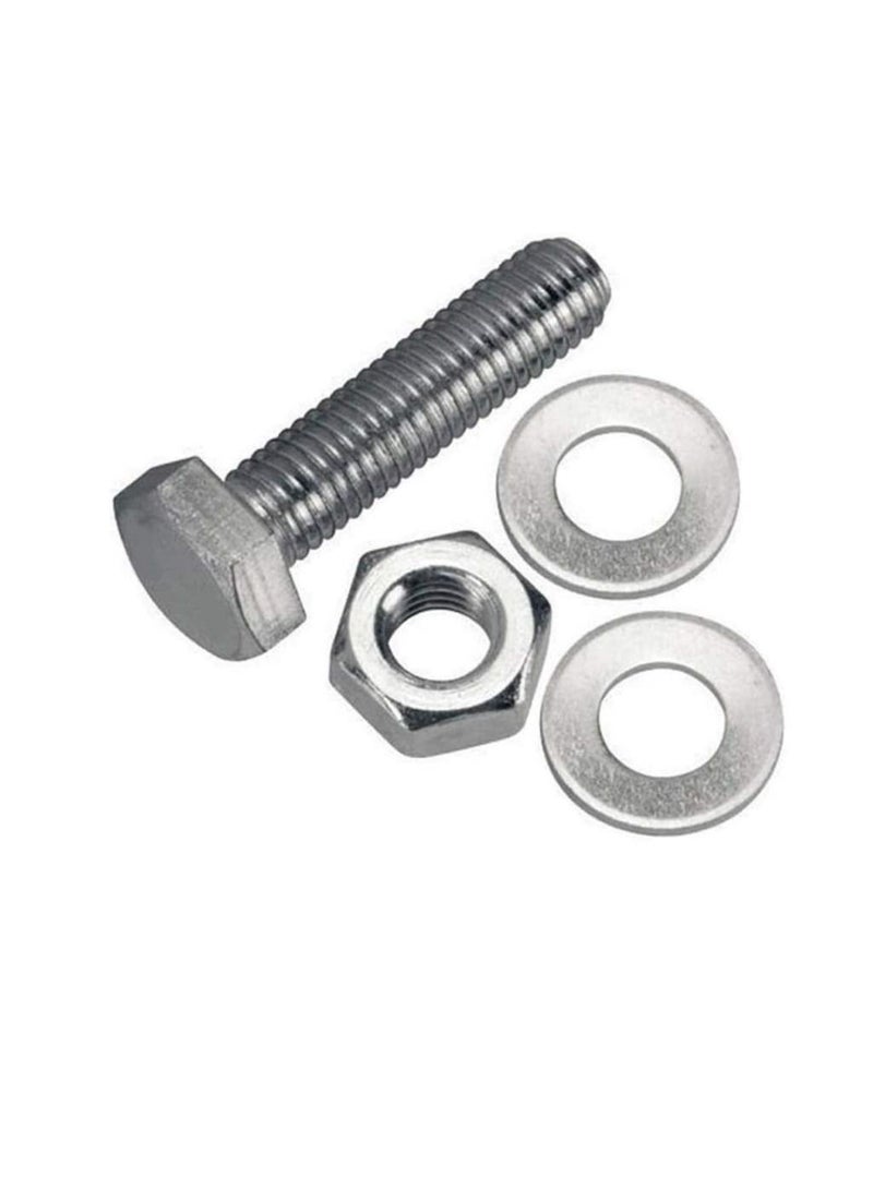 12 pcs Hex Head Screw Bolts Nuts & Washers Fully Thread GI Plain Finish Bolt Set. (6, 50MM) - Image 2