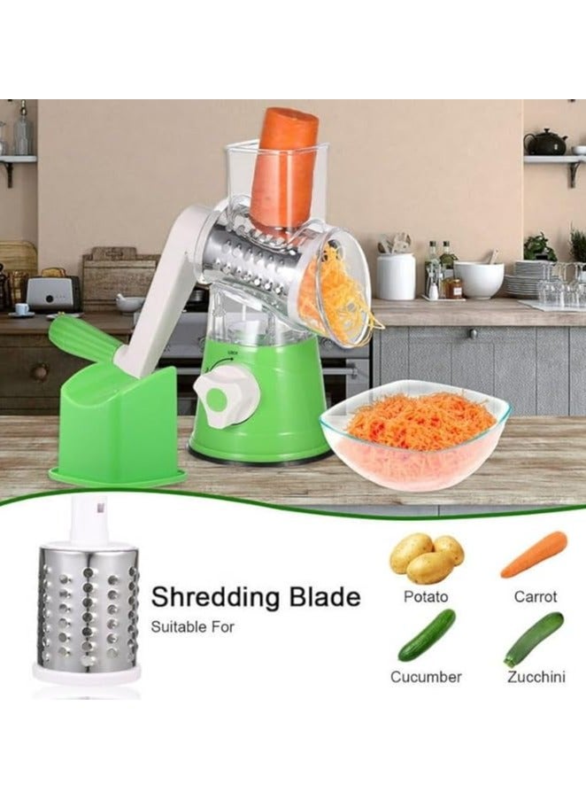 UNICORN Rotary Vegetable Grater & Slicer – Manual Stainless Steel Drum Cutter with Handle, Interchangeable Blades for Grating, Slicing & Shredding – Mandoline Style (Green) - Image 4
