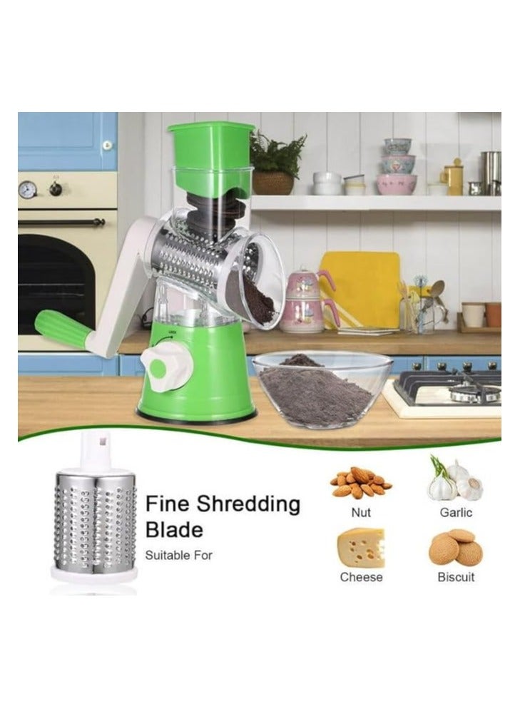 UNICORN Rotary Vegetable Grater & Slicer – Manual Stainless Steel Drum Cutter with Handle, Interchangeable Blades for Grating, Slicing & Shredding – Mandoline Style (Green) - Image 5