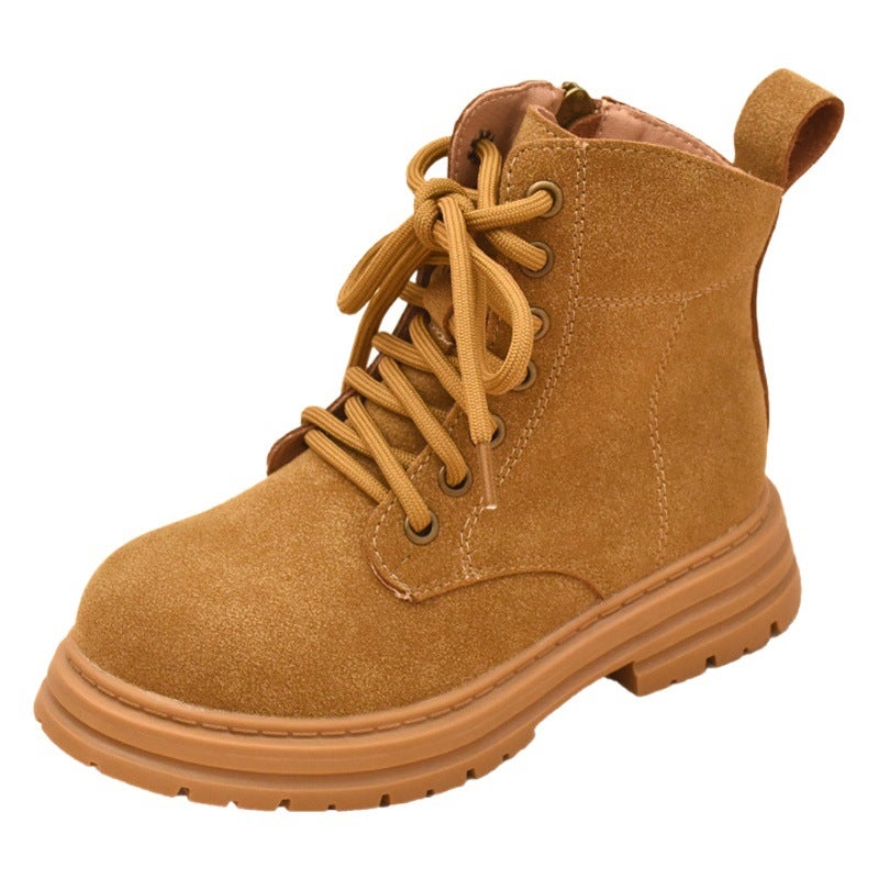 Children''s Boots 2026 Autumn and Winter New Style Boys'' Boots Baby Fleece-Lined Cotton Shoes Girls'' Short Boots Big Yellow Boots Genuine Leather - Image 2