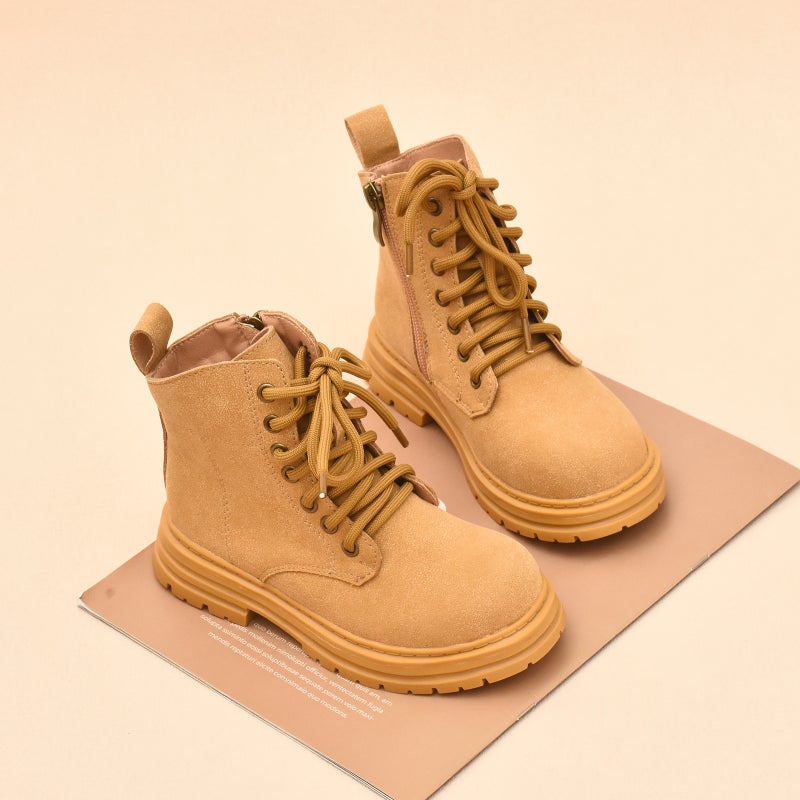Children''s Boots 2026 Autumn and Winter New Style Boys'' Boots Baby Fleece-Lined Cotton Shoes Girls'' Short Boots Big Yellow Boots Genuine Leather - Image 4