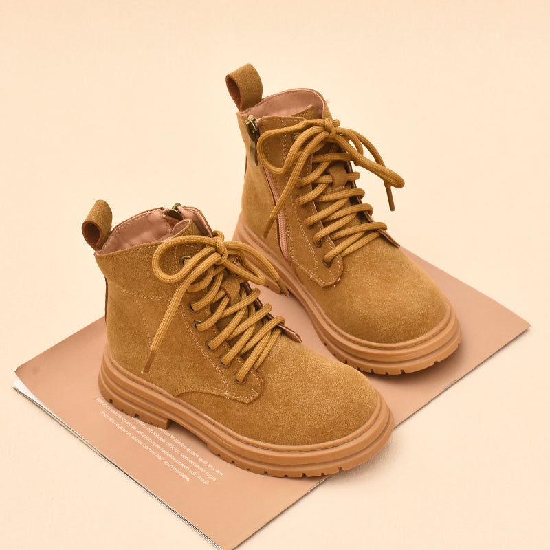 Children''s Boots 2026 Autumn and Winter New Style Boys'' Boots Baby Fleece-Lined Cotton Shoes Girls'' Short Boots Big Yellow Boots Genuine Leather - Image 3
