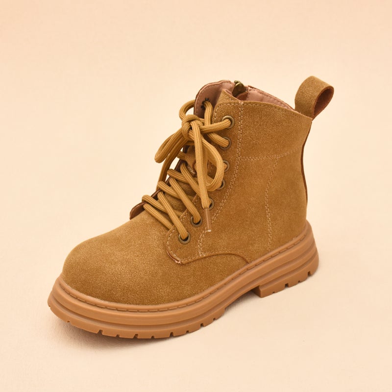 Children''s Boots 2026 Autumn and Winter New Style Boys'' Boots Baby Fleece-Lined Cotton Shoes Girls'' Short Boots Big Yellow Boots Genuine Leather - Image 1