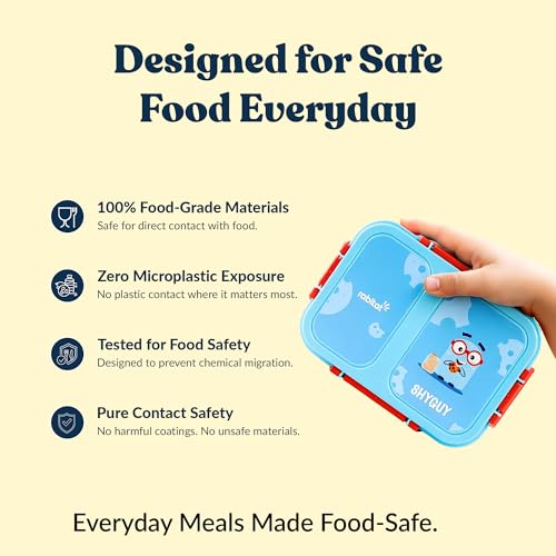 rabitat Yumzee Kids Lunch Box 750ml – Leakproof Stainless Steel Bento Tiffin for School, Boys & Girls | BPA-Free, Food-Grade Steel, Easy-Open Lock | 2-Year Brand Warranty | Shyguy - Image 4