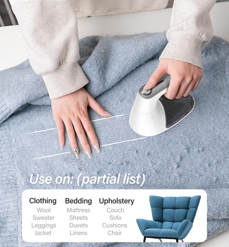 Bymore Fabric Shaver, Sweater Shaver Pill Remove Fuzz, Upgraded Efficient Lint Shaver Remover for Furniture Clothes Couch Cashmere(65mm Mesh, White) - Image 5