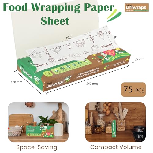 Oddy Uniwraps Food Wrapping Paper, Precut Pop-Up Sheets, 9''x10.5'' Pack of 75 - Image 2
