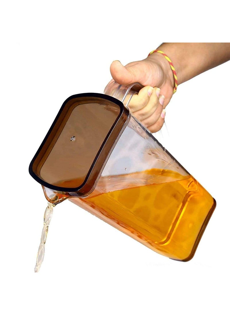 KD ZONE KD ZONE 2 Litre Plastic Water Jug Juice Milk Jug with Lid Transparent Multi Color Pack of Plastic  - Image 1