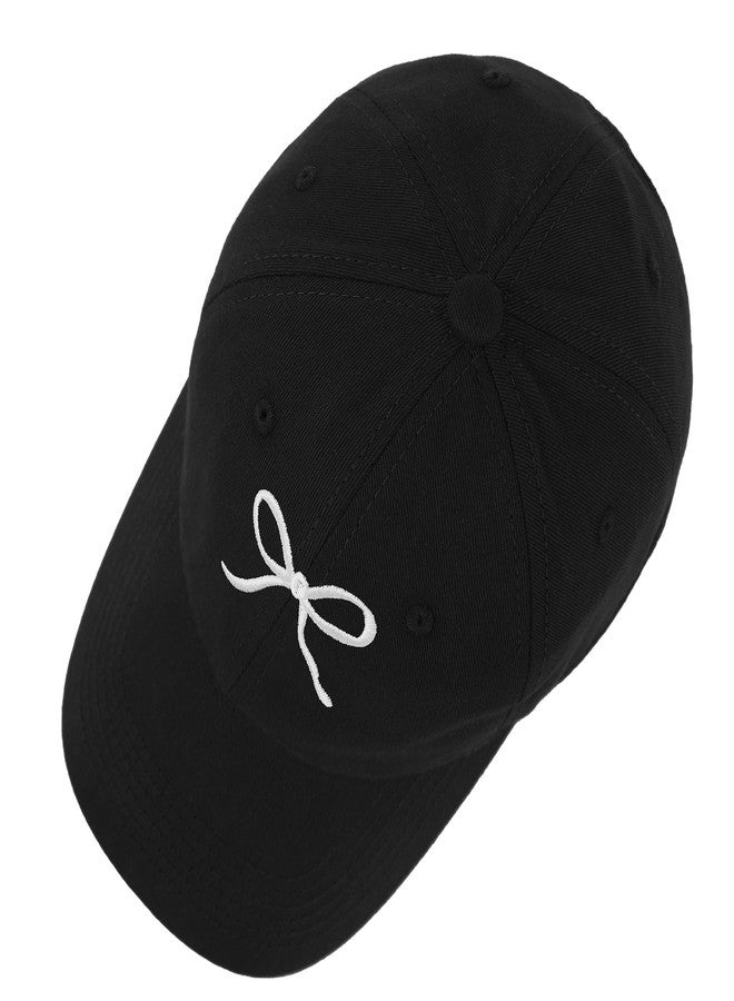 زاندو قبعة بيسبول زاندو مزينة بفيونكة، مناسبة للنساء والرجال والفتيات والآباء، بتصميم عصري قابل للتعديل، قبعة سائق شاحنة لطيفة، مناسبة للسفر والجولف والرياضة، إكسسوارات قبعات شمسية، فيونكة سوداء وبيضاء، مقاس واحد - Image 4