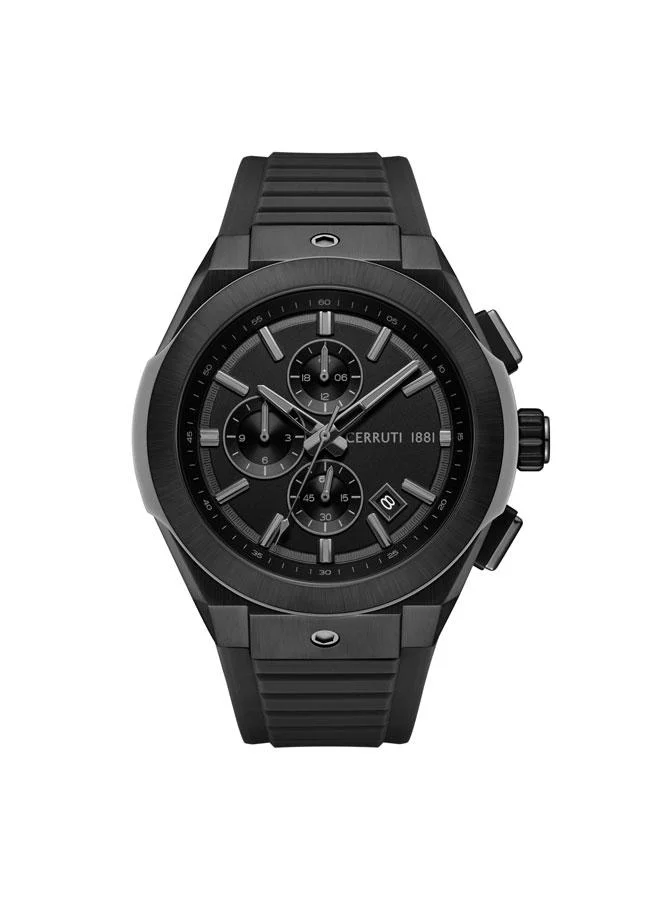شيروتي 1881 Ruscello 48mm Black Dial Silicone Strap Multifunction Watch For Men