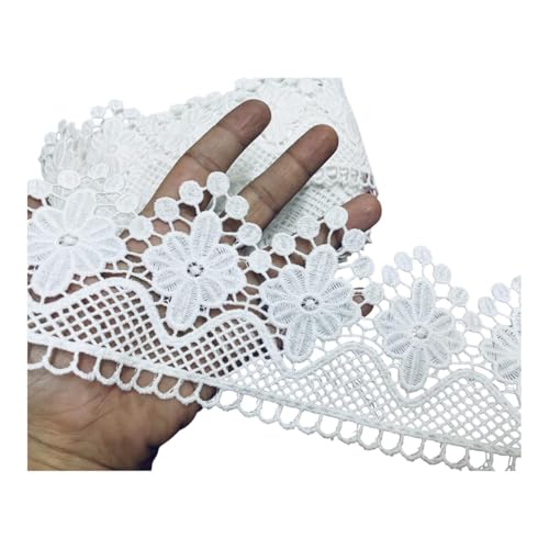 DIVERTS Soft Premium White GPO Cotton Trim Lace Border 4.5 Yards, 9 CM Wide | Kinari Fabric Border for Saree, Suit, Kurta, Dupatta, Lehenga, Blouse, Gown & Neckline, Home Decor, DIY Craft Projects. - Image 1