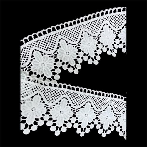 DIVERTS Soft Premium White GPO Cotton Trim Lace Border 4.5 Yards, 9 CM Wide | Kinari Fabric Border for Saree, Suit, Kurta, Dupatta, Lehenga, Blouse, Gown & Neckline, Home Decor, DIY Craft Projects. - Image 4