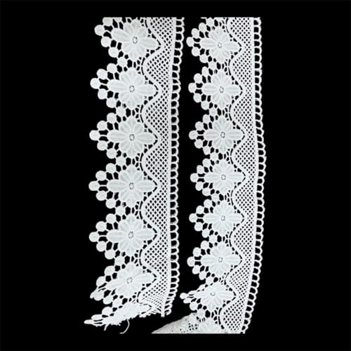 DIVERTS Soft Premium White GPO Cotton Trim Lace Border 4.5 Yards, 9 CM Wide | Kinari Fabric Border for Saree, Suit, Kurta, Dupatta, Lehenga, Blouse, Gown & Neckline, Home Decor, DIY Craft Projects. - Image 3