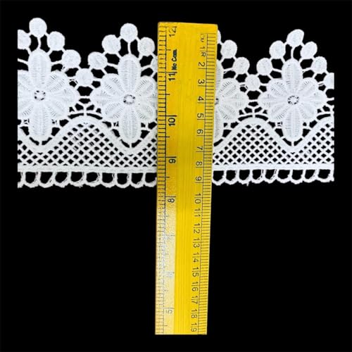 DIVERTS Soft Premium White GPO Cotton Trim Lace Border 4.5 Yards, 9 CM Wide | Kinari Fabric Border for Saree, Suit, Kurta, Dupatta, Lehenga, Blouse, Gown & Neckline, Home Decor, DIY Craft Projects. - Image 2