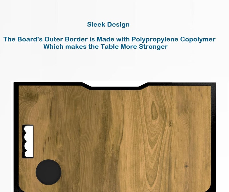 Radiant Multipurpose Foldable Laptop Table, Cup Holder, Drawer, Mac Holder, Study Table, Breakfast Table, Portable, Ergonomic, Rounded Edges, Non-Slip Legs (Wooden) - Image 4