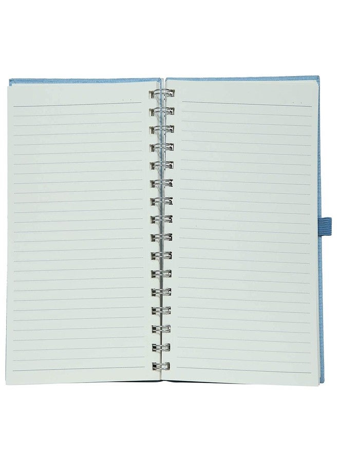 COMMA Abaca - A5 Size - Wire-O-Bound Spiral Notebook with Pen & Elastic Band Closure - 200 Pages - 80gsm Natural Shade Paper - Textured Cover Material - Pack of 2 - (Sky Blue + Beige) - Image 4