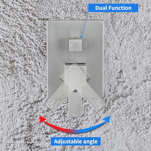 SKOWLL Shower Diverter Valve 2 Way Brushed Nickel Shower Mixer Control Valve Kit Wall Mount Single Handle Dual Function Shower Valve Replacement Rough In Valves Included - Image 3