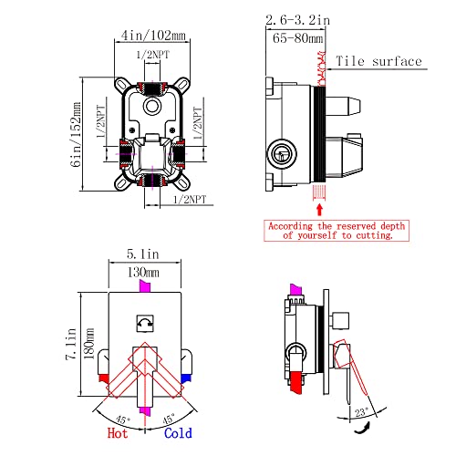 SKOWLL Shower Diverter Valve 2 Way Brushed Nickel Shower Mixer Control Valve Kit Wall Mount Single Handle Dual Function Shower Valve Replacement Rough In Valves Included - Image 2