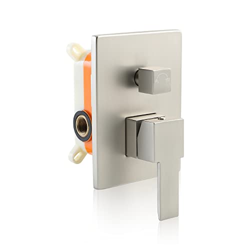 SKOWLL Shower Diverter Valve 2 Way Brushed Nickel Shower Mixer Control Valve Kit Wall Mount Single Handle Dual Function Shower Valve Replacement Rough In Valves Included - Image 1