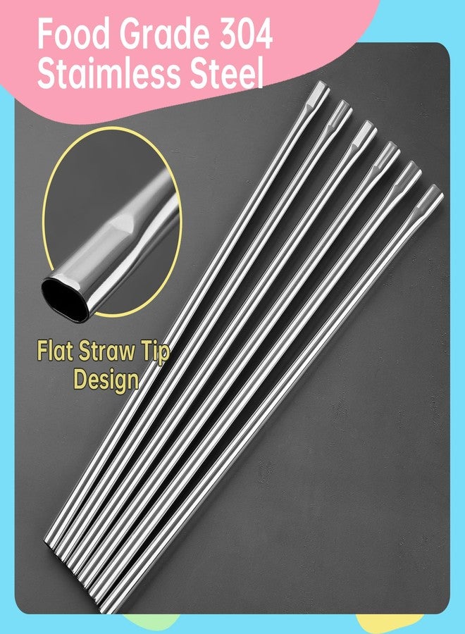 ان اي هوم مجموعة NiHome من 6 قطع بطول 12 بوصة، مصنوعة من الفولاذ المقاوم للصدأ، ذات طرف مسطح مضاد للتجاعيد، قابلة لإعادة الاستخدام، مناسبة لأكواب ستانلي سعة 30 أونصة و40 أونصة، ماصات شرب معدنية مقاومة للتجاعيد، لطيفة على الشفاه، مناسبة للقهوة المثلجة والماء (فضي، 6 مستقيمة) - Image 3