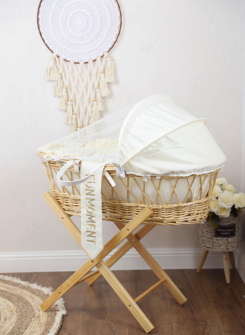 لحظة مرح مهد سلة موسى مع حامل خشبي قابل للطي - Image 2