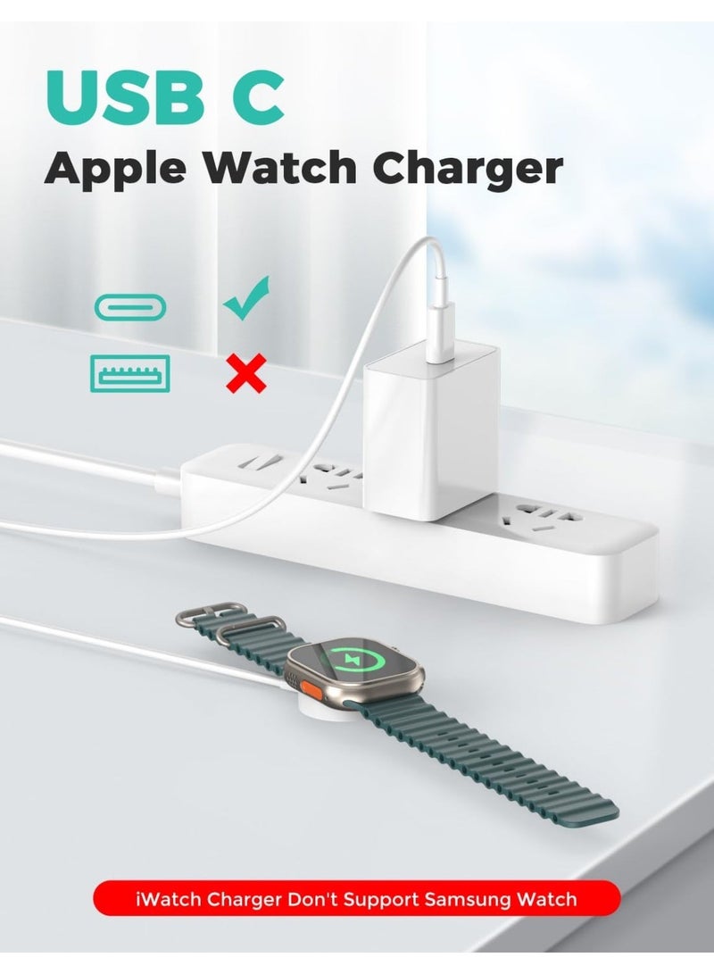 Fast Charging USB C Watch Charger Cord Compatible for Apple Watch, Magnetic Charging Cable Compatible for Series 11/10/9/8/7/Ultra/Ultra2/SE2/6/5/4/3/2/1/SE1, Type C Cord, 1M - Image 4