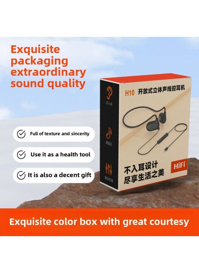 Generic Hanging Ear Open Type Not In-Ear Computer Headset Headset Sports Game Riding OWS Wire Control Headset-Color:H10 Upgraded Version 3.5 Round Port + Usb Interface [black] English Color Box  - Image 4