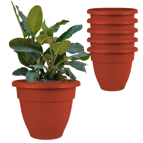 IMAGINEA Set of 6 Pots for Plants | 18 Inch Flower Pot | Lightweight | Indoor and Outdoor Big SizeFlower Pot |for Home/Office/Table/Garden/Balcony Decoration | Geometric - Image 1