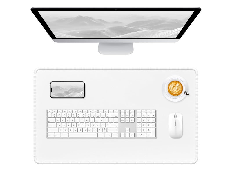 Hsurbtra Desk Pad, 23.6" x 13.8" Premium-Textured Desk Mat, Stitched Edge Anti-Slip Waterproof Rubber Mouse Pad, M Extended Computer Mat for Office Gaming Laptop Keyboard Ivory White - Image 1
