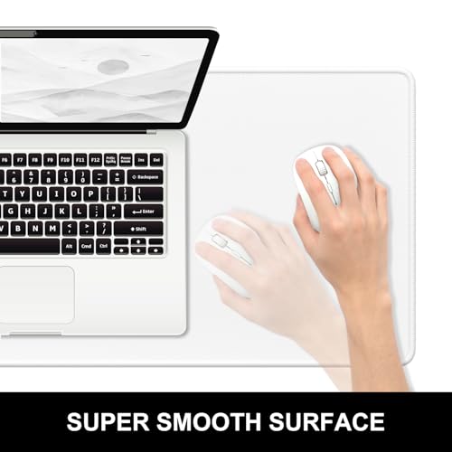 Hsurbtra Desk Pad, 23.6" x 13.8" Premium-Textured Desk Mat, Stitched Edge Anti-Slip Waterproof Rubber Mouse Pad, M Extended Computer Mat for Office Gaming Laptop Keyboard Ivory White - Image 3