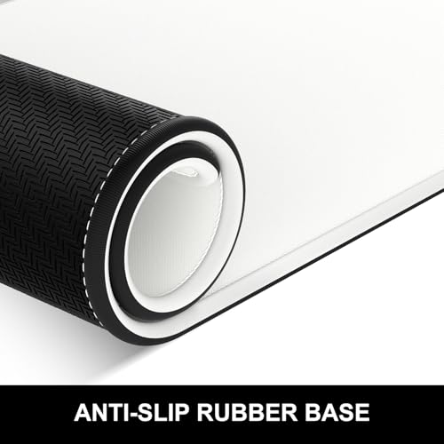 Hsurbtra Desk Pad, 23.6" x 13.8" Premium-Textured Desk Mat, Stitched Edge Anti-Slip Waterproof Rubber Mouse Pad, M Extended Computer Mat for Office Gaming Laptop Keyboard Ivory White - Image 4