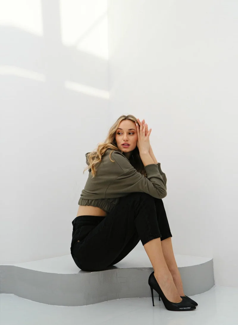 Virgio  VIRGIO Cotton Cropped Elasticated Hoodie  | Best Price UAE