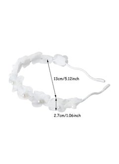 HONBAY Onbay Faux Pearl White Gauze Flower Hair Hoop Headband Wedding Hair Accessory Photography Headwear For Women And Girls  - Image 3