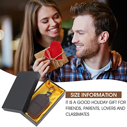 GUSTAVE® Car Key Case, Smart Car Key Cover Protection PU Leather Car Key Chain Bag Car Smart Keychain Coin Holder Auto Remote Keyring Wallet (Brown) - Image 5