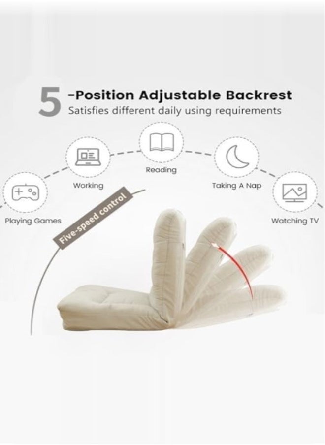 GUDOO - Floor Sofa with Back Support 5 Reclining Poistion Adjustable Floor Chair Folding Gaming Recliner Floor Lounge with Cushion for Gaming Reading Sleeping - Image 1