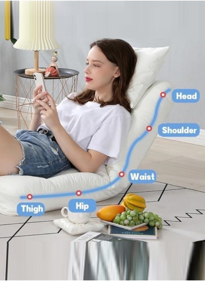 GUDOO - Floor Sofa with Back Support 5 Reclining Poistion Adjustable Floor Chair Folding Gaming Recliner Floor Lounge with Cushion for Gaming Reading Sleeping - Image 1