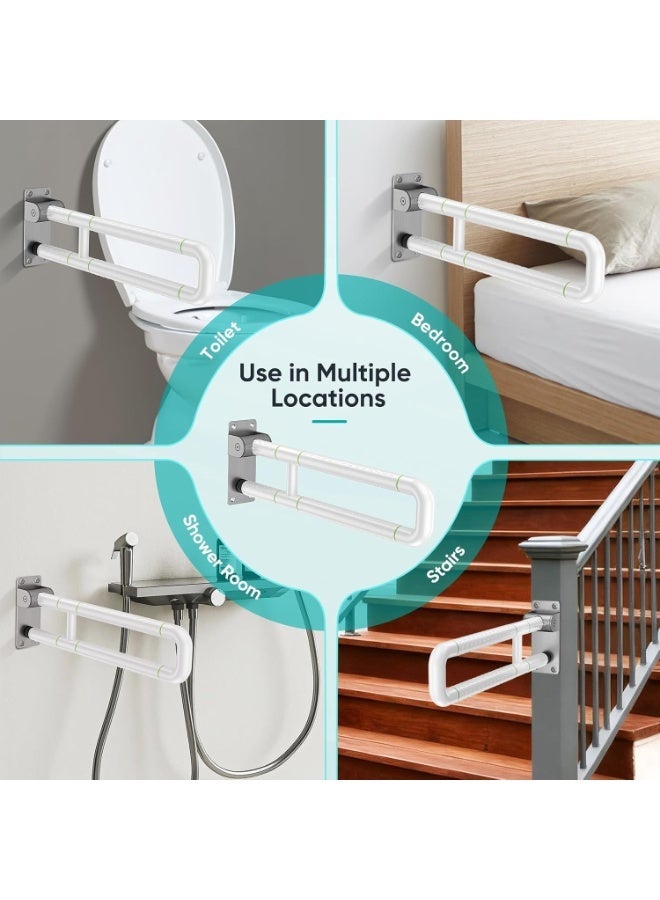 Toilet Support Bar White 60cm Bathroom Support Bar Stainless Steel Folding Safety Handle - Image 3