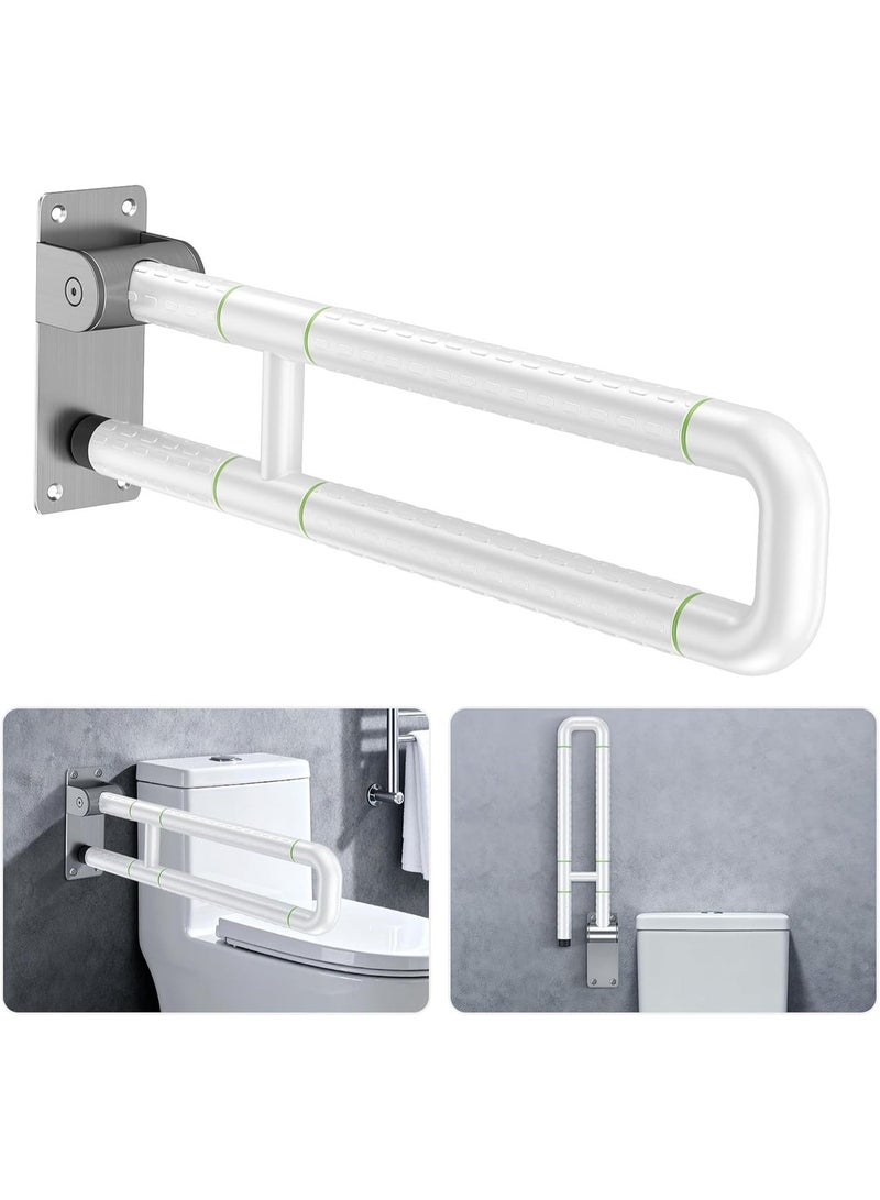 Toilet Support Bar White 60cm Bathroom Support Bar Stainless Steel Folding Safety Handle - Image 5