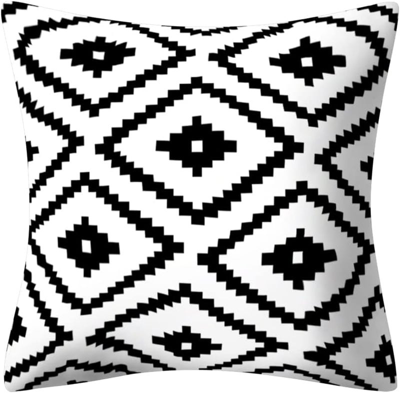 Drmstow Set of 4 Pillow Covers Black and White Boho Throw Pillow Covers Modern Geometric Pattern Decorative Cushion Pillowcases for Home Decor Couch Bedroom Sofa Chair Car 18x18 Inches - Image 4