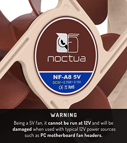 Noctua NF-A8 5V, Premium Quiet Fan with USB Power Adaptor Cable, 3-Pin, 5V Version (80mm, Brown) - Image 3