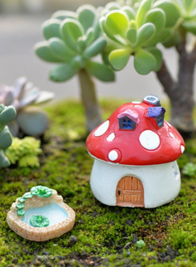 Set Miniature Fairy Garden Mushroom House Ornament, Outdoor Decor Home Decoration, DIY Fairy Garden Dollhouse Decor, Landscaping Decor  - Image 5