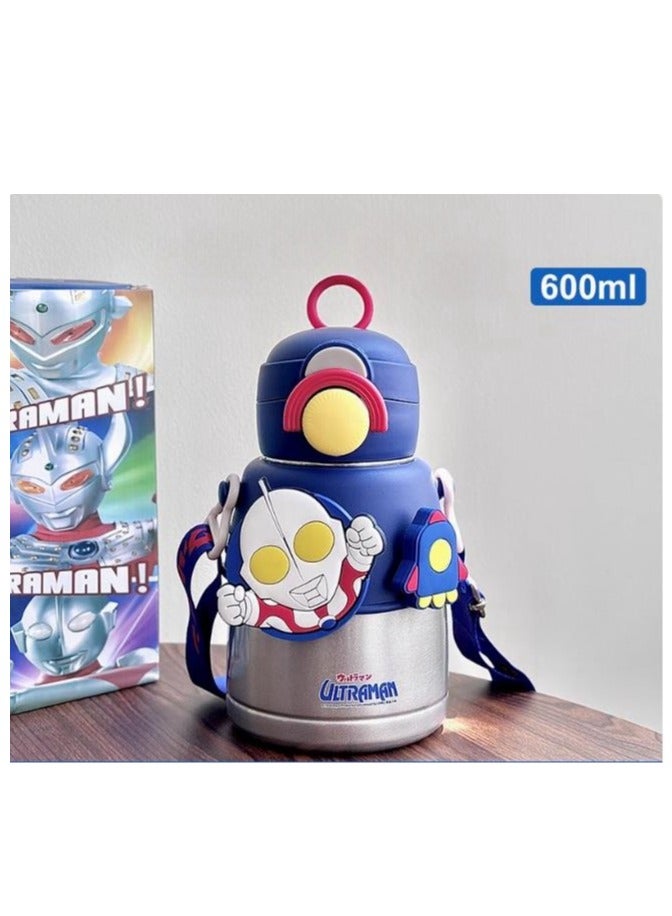 Ultraman Children's Insulated Cup 600ml 316 Stainless Steel Straw Cup for Students' School Use  - Image 1