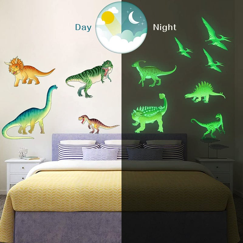 MESU Dinosaur Glow in The Dark Stickers Luminous Wall Decals Ceiling Decor for Boys Room Nursery Kids Gift Dinosaur - Image 3